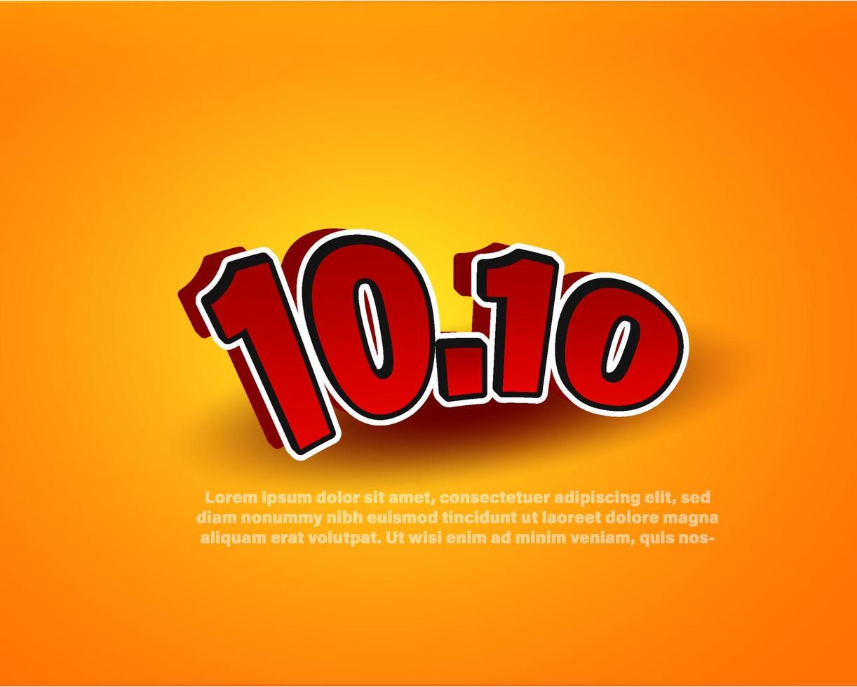 Three dimension text 10.10 with yellow background vector