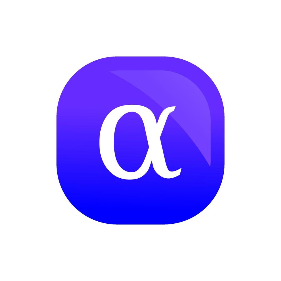 botón de icono alfa alfabeto griego y símbolos matemáticos vector