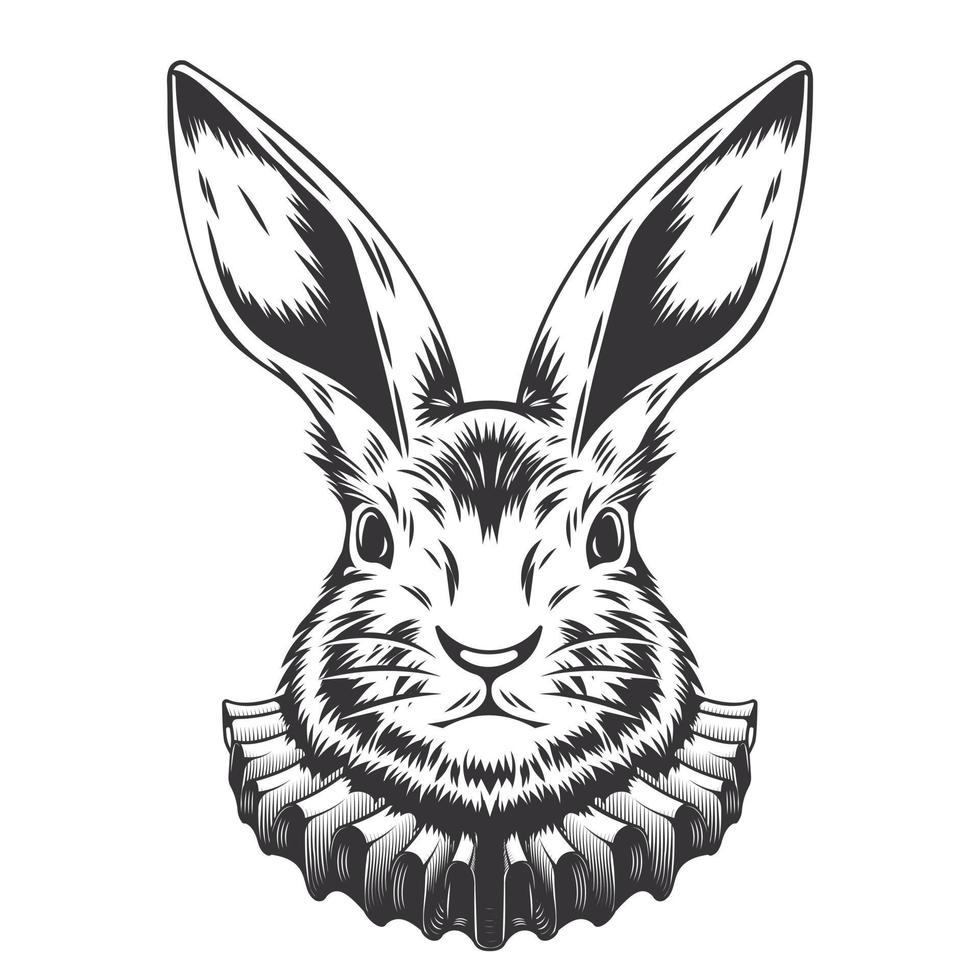 Rabbit Nobility line art. vintage. Bunny tattoo or easter event print design vector illustration.