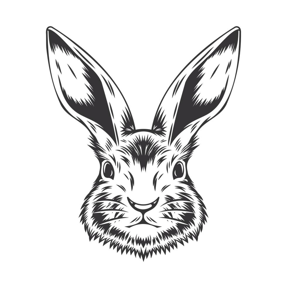 Rabbit line art. vintage. Bunny tattoo or easter event print design vector illustration.