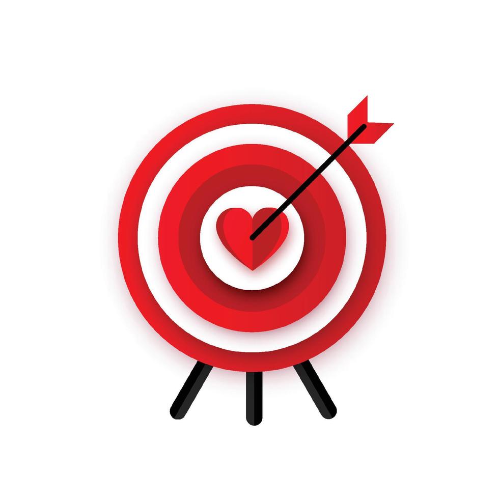 Target love and arrow. Valentines day concept. Vector illustration