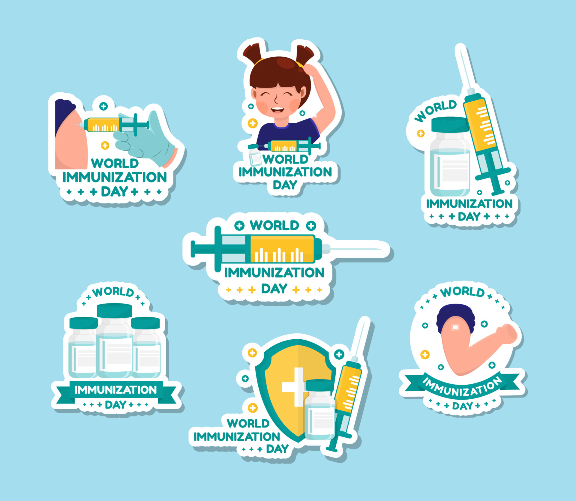 World Immunization Week Sticker Collection 5385862 Vector Art at Vecteezy