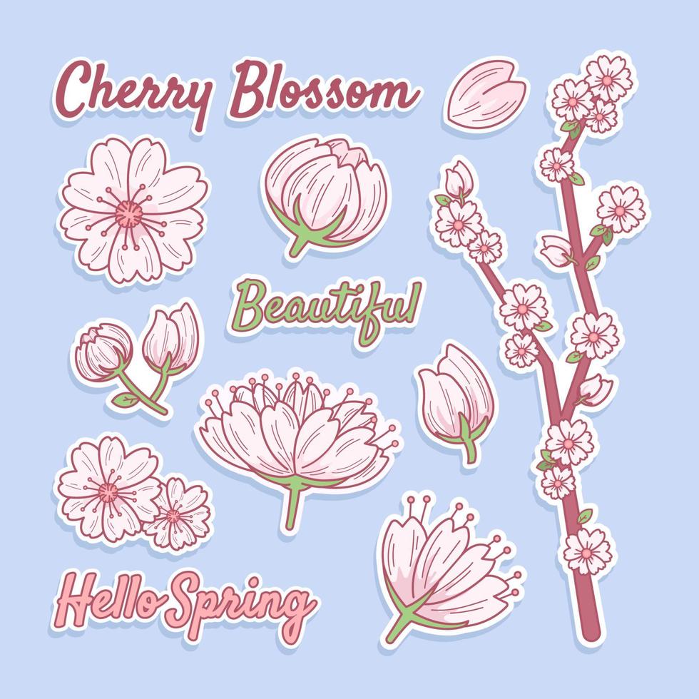 Cherry Blossom Journaling Sticker vector