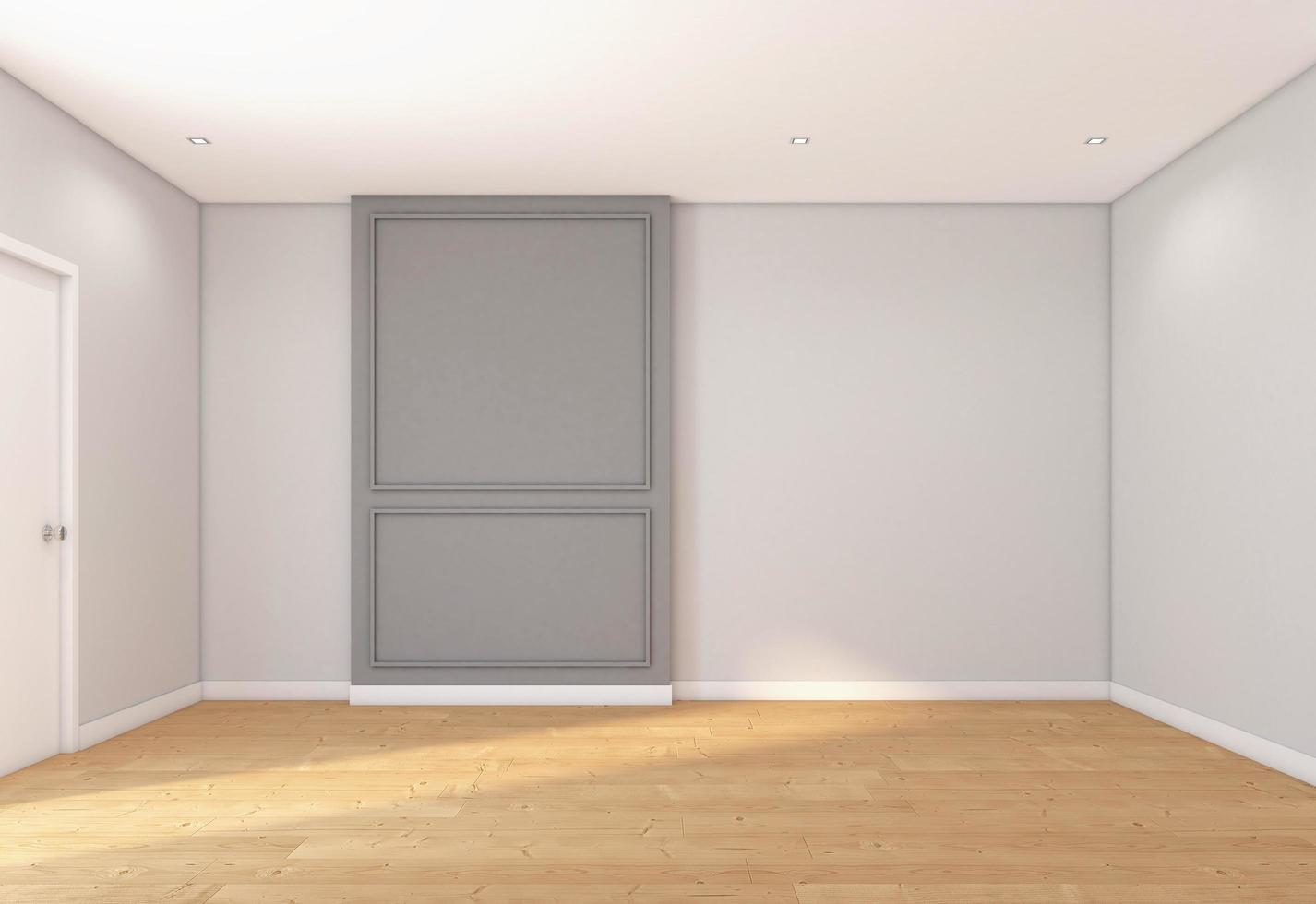 Empty room with white wall and wood floor. 3d rendering photo