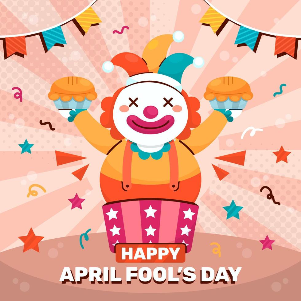 April Fool's Day with Funny Clown vector