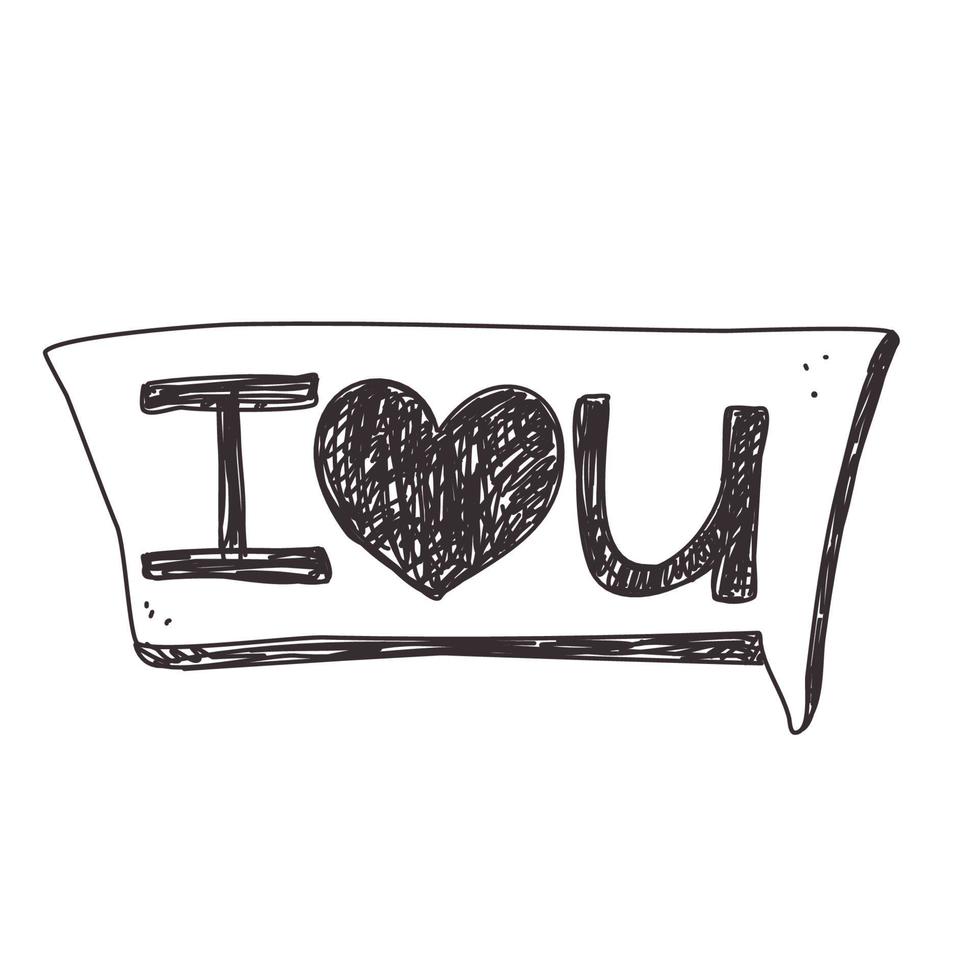 I LOVE YOU written in the speech bubble balloon. message bubble with text for postcard, textile, poster, banner, internet, social networks. simple love symbol. Greeting card for Valentine's Day. vector