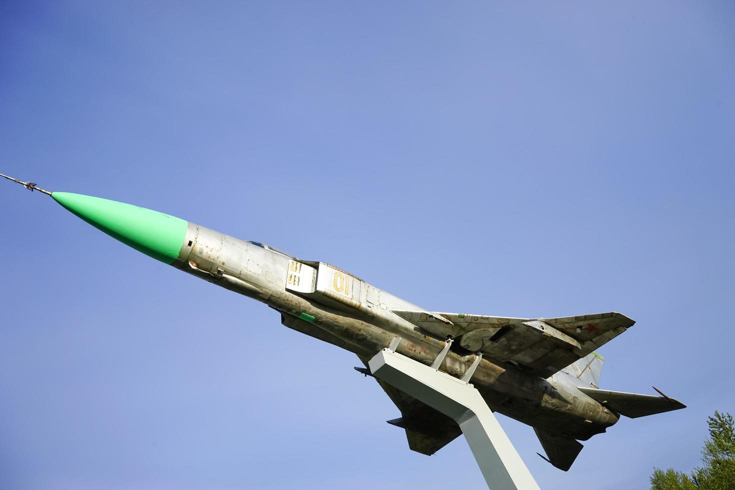 Murmansk, Russia-June 5, 2015 -Museum of military equipment with weapons against the sky and trees. photo