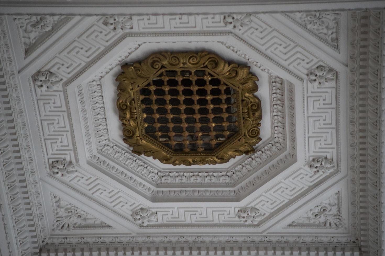 Yalta, Crimea-may 30, 2016-Architecture and interior design of the Livadia Palace. Details of the interior of marble with beautiful patterns in the form of flowers and mythical animals. photo