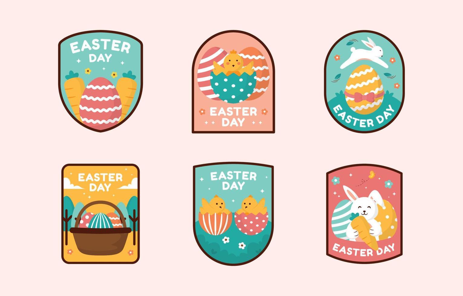 Flat Easter Day Label Collection vector