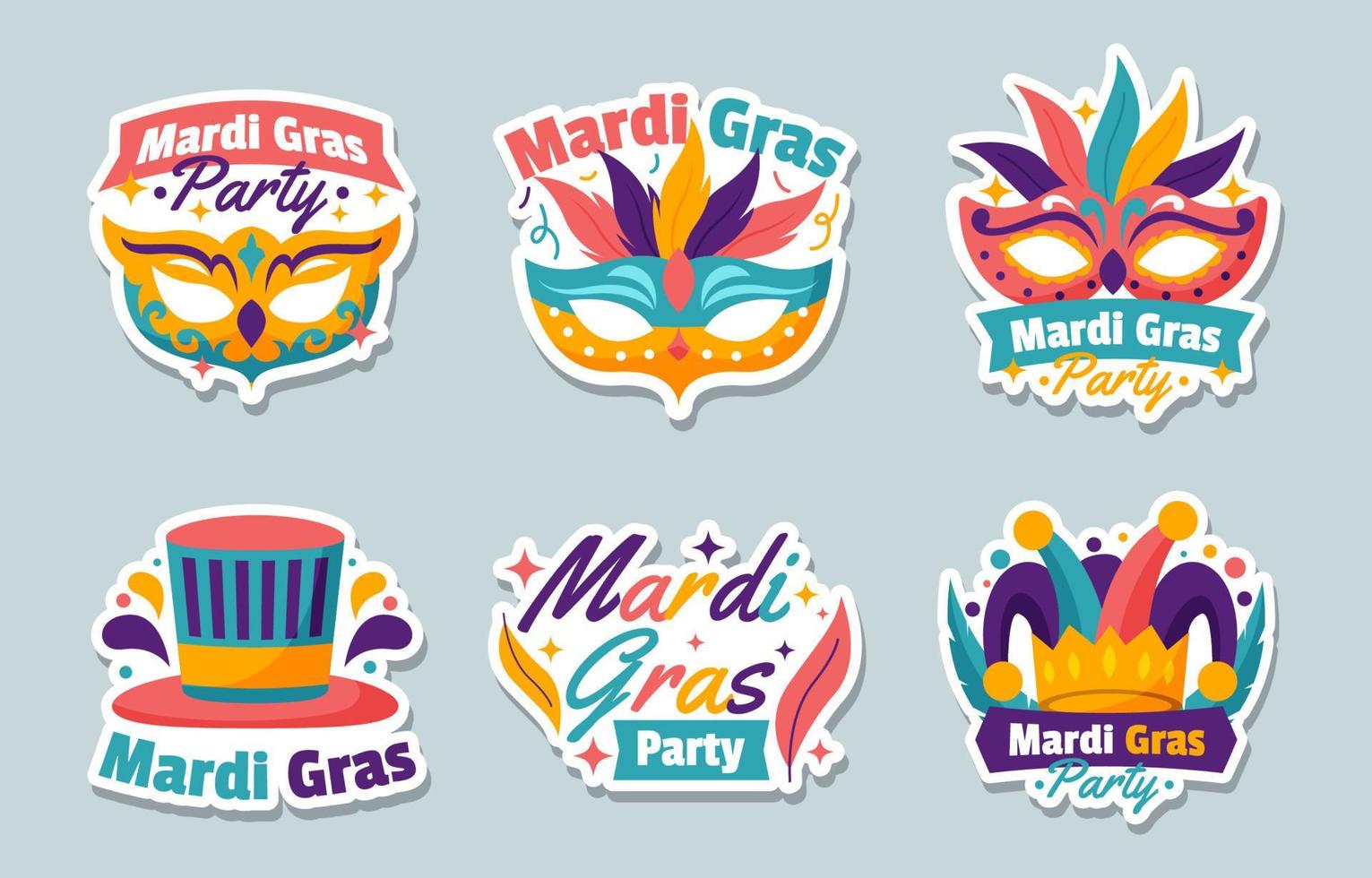 Mardi Gras Sticker Set vector