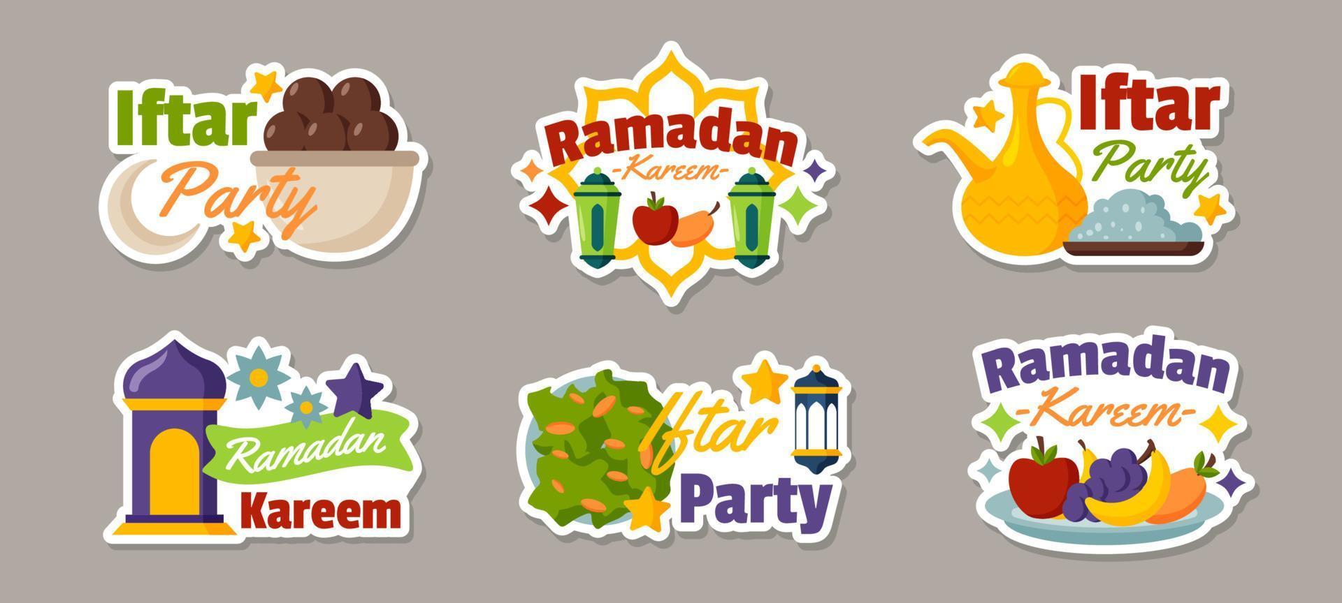 Iftar Party Sticker Collection vector