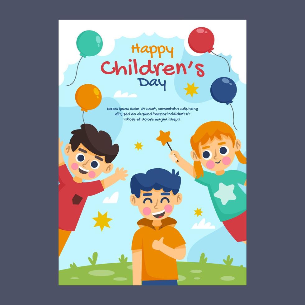 plantilla de póster del día del niño vector