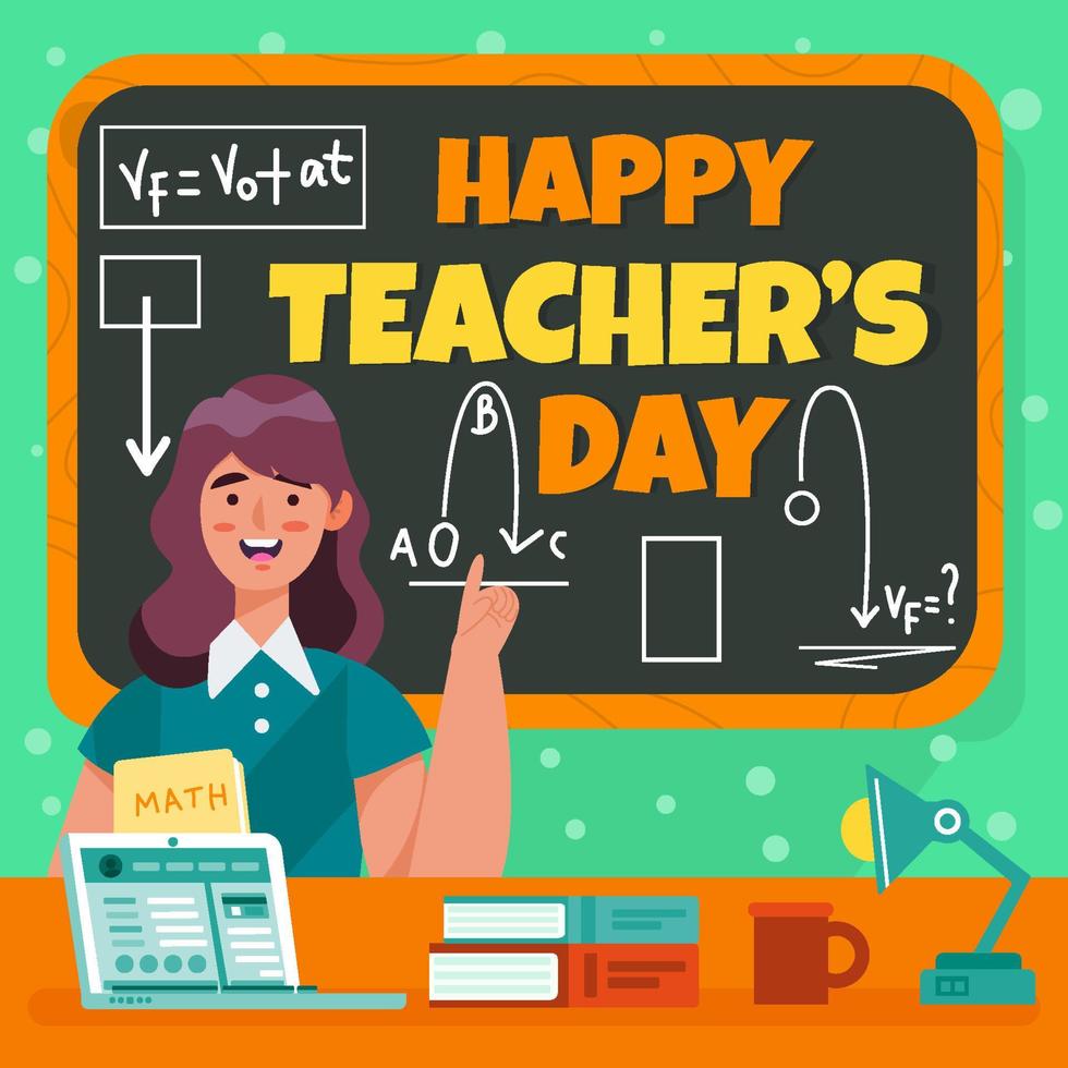 Math Teacher Teach In Classroom Concept vector