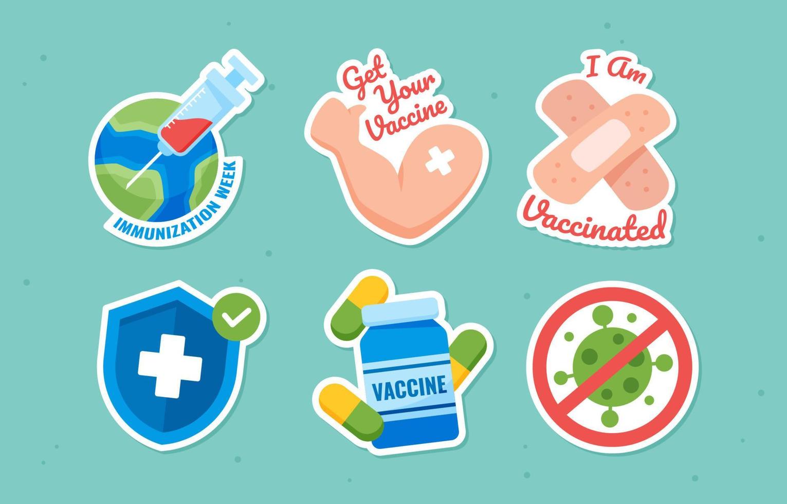 World Immunization Week Sticker Set vector