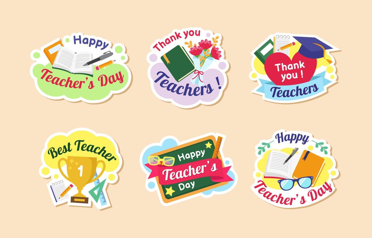 Cute Teacher Day Set vector