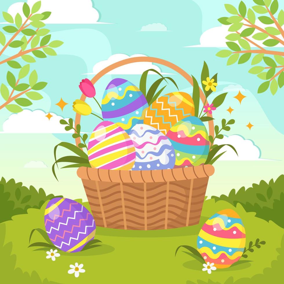 Easter Egg In Basket vector