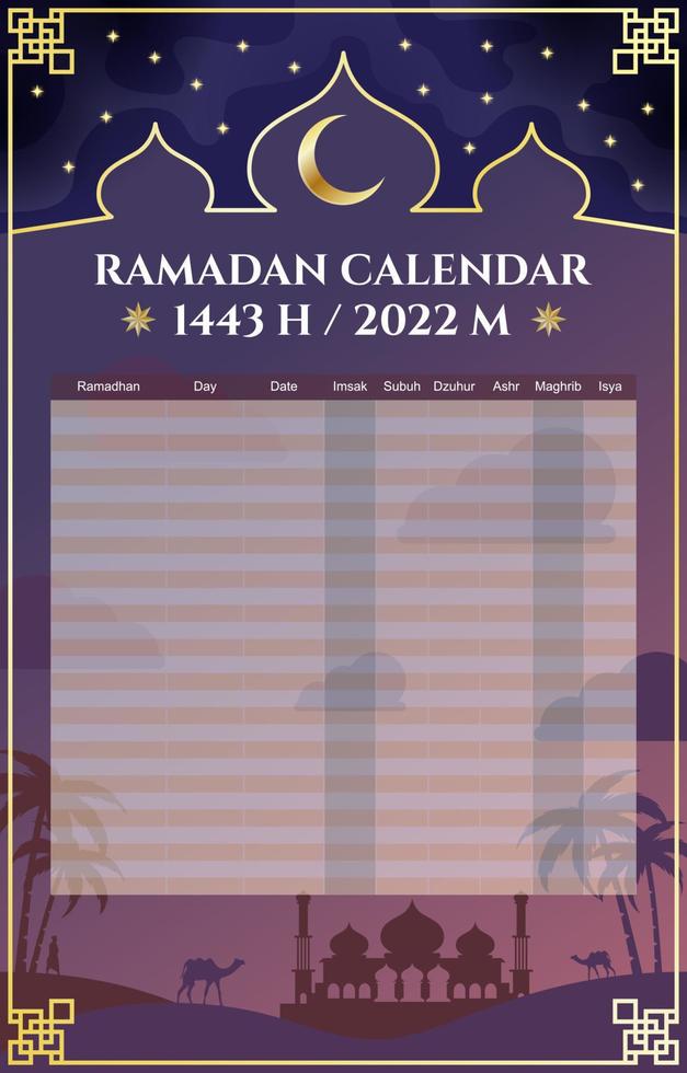 Muslim Fasting Schedule vector