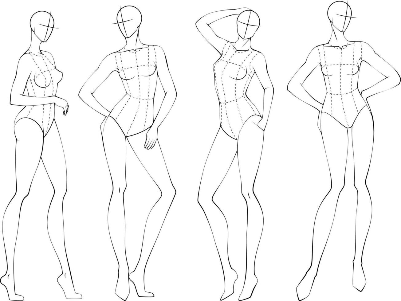 Premium Vector | Male figure-fashion figure template for technical drawing  with style lines