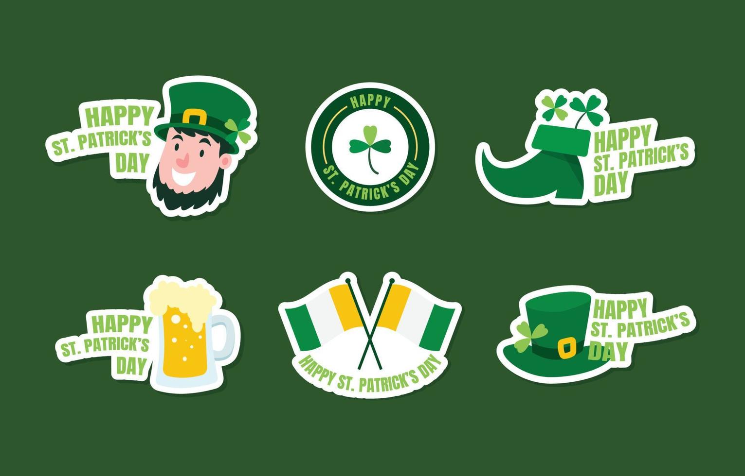 diseño de conjunto de pegatinas del día de san patricio vector