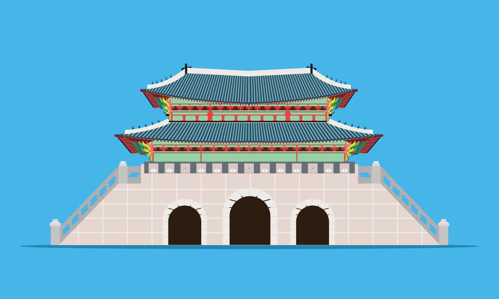 back gwanghwamun gate gyeongbokgung palace en seúl corea del sur ilustración vectorial eps10 vector