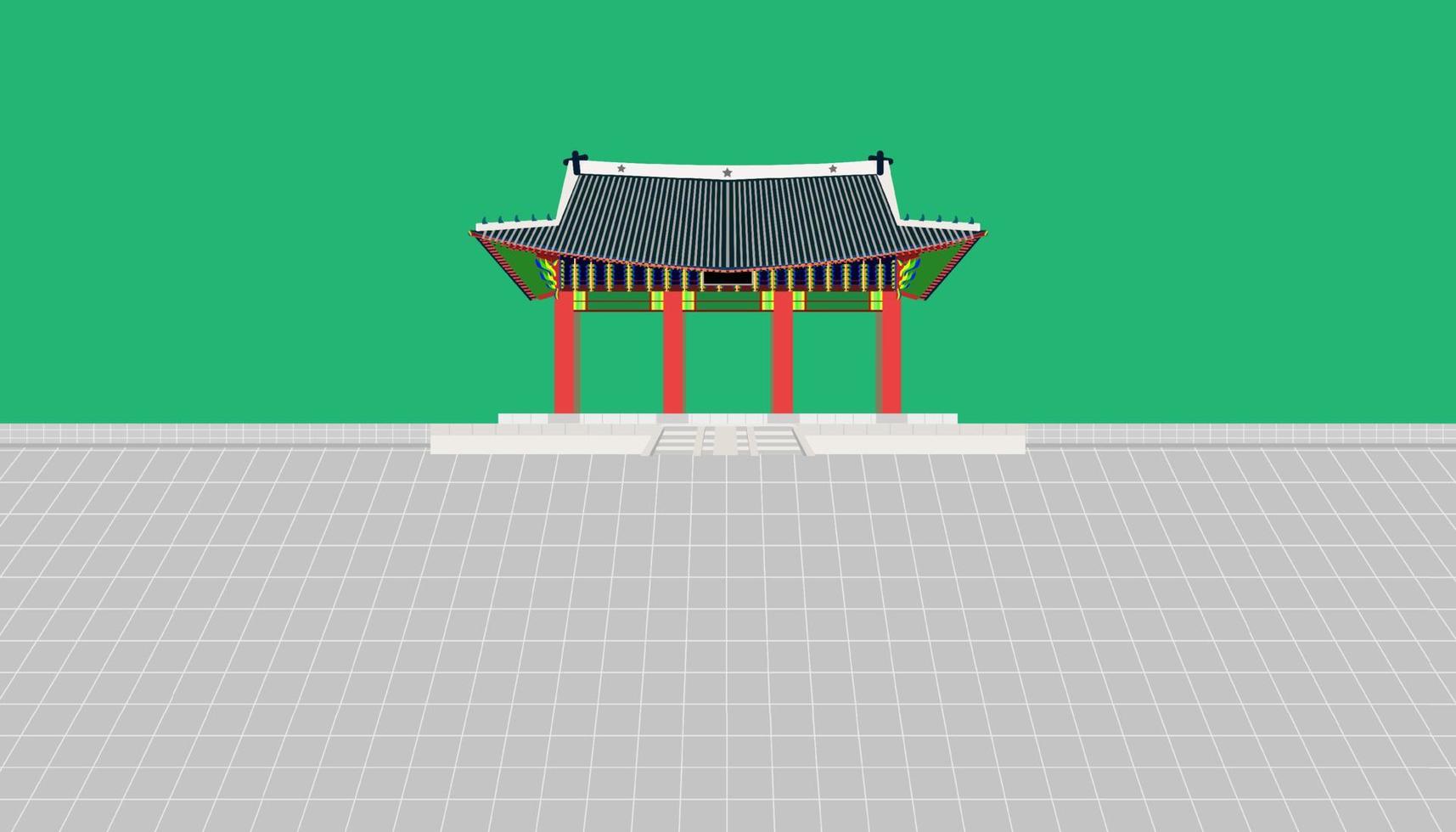 injeongmun gate long wall and large courtyard at changedoekgung palace in seoul south korea vector illustration eps10