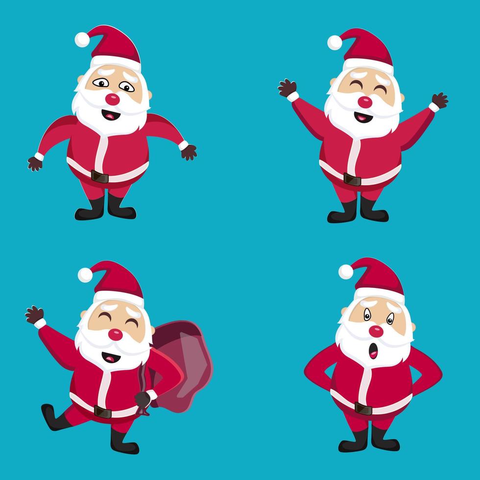 Set Santa Cartoon Illustration vector