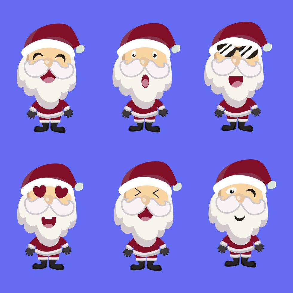 Set Cute Santa Emoji vector
