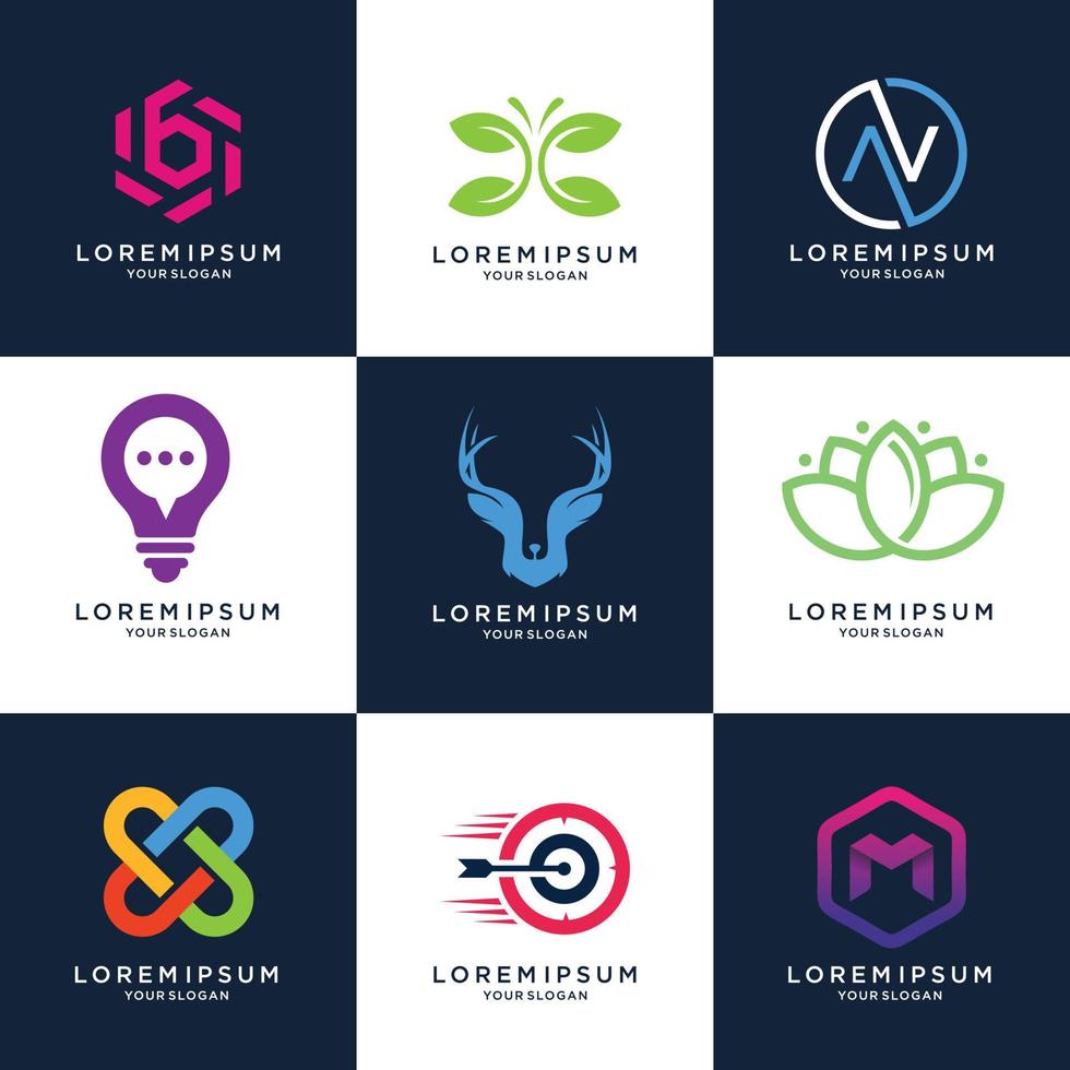Set Simple Abstract Modern Logo vector