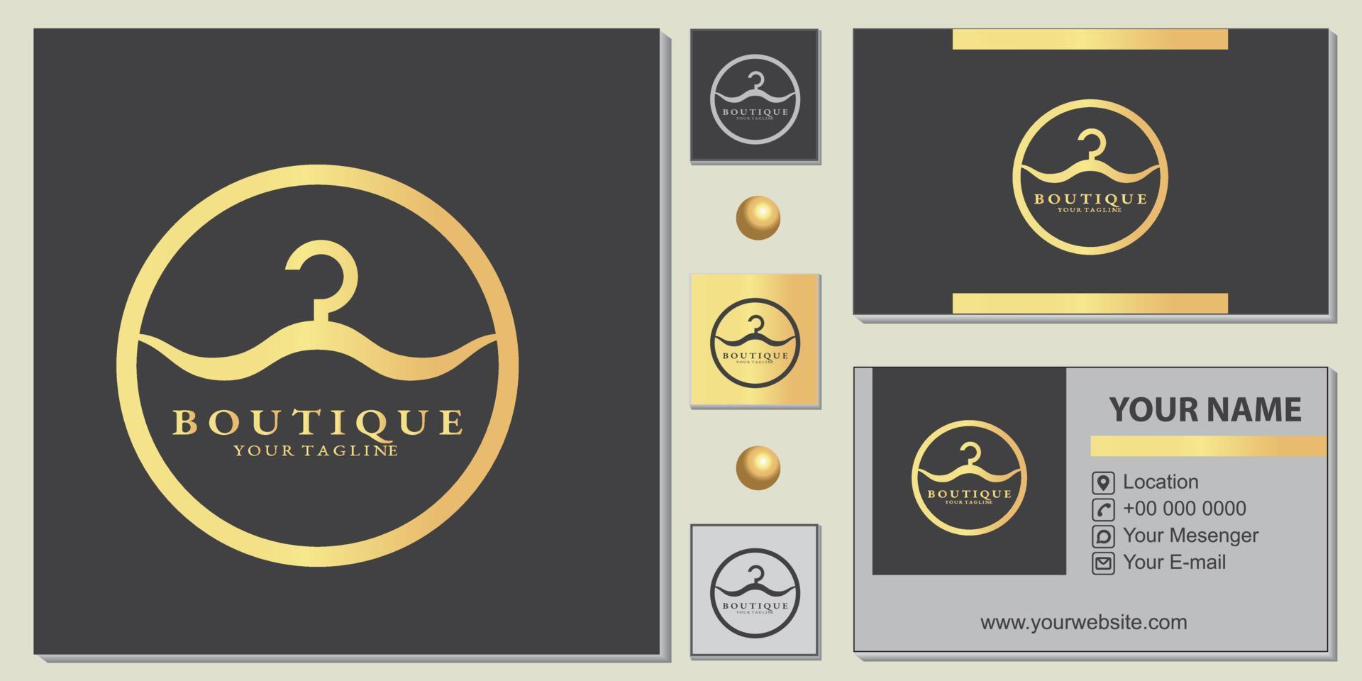 Luxury gold boutique logo premium template with elegant business card vector eps 10