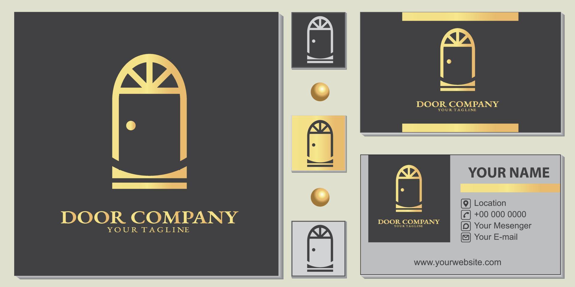 Luxury gold door logo premium template with elegant business card vector eps 10