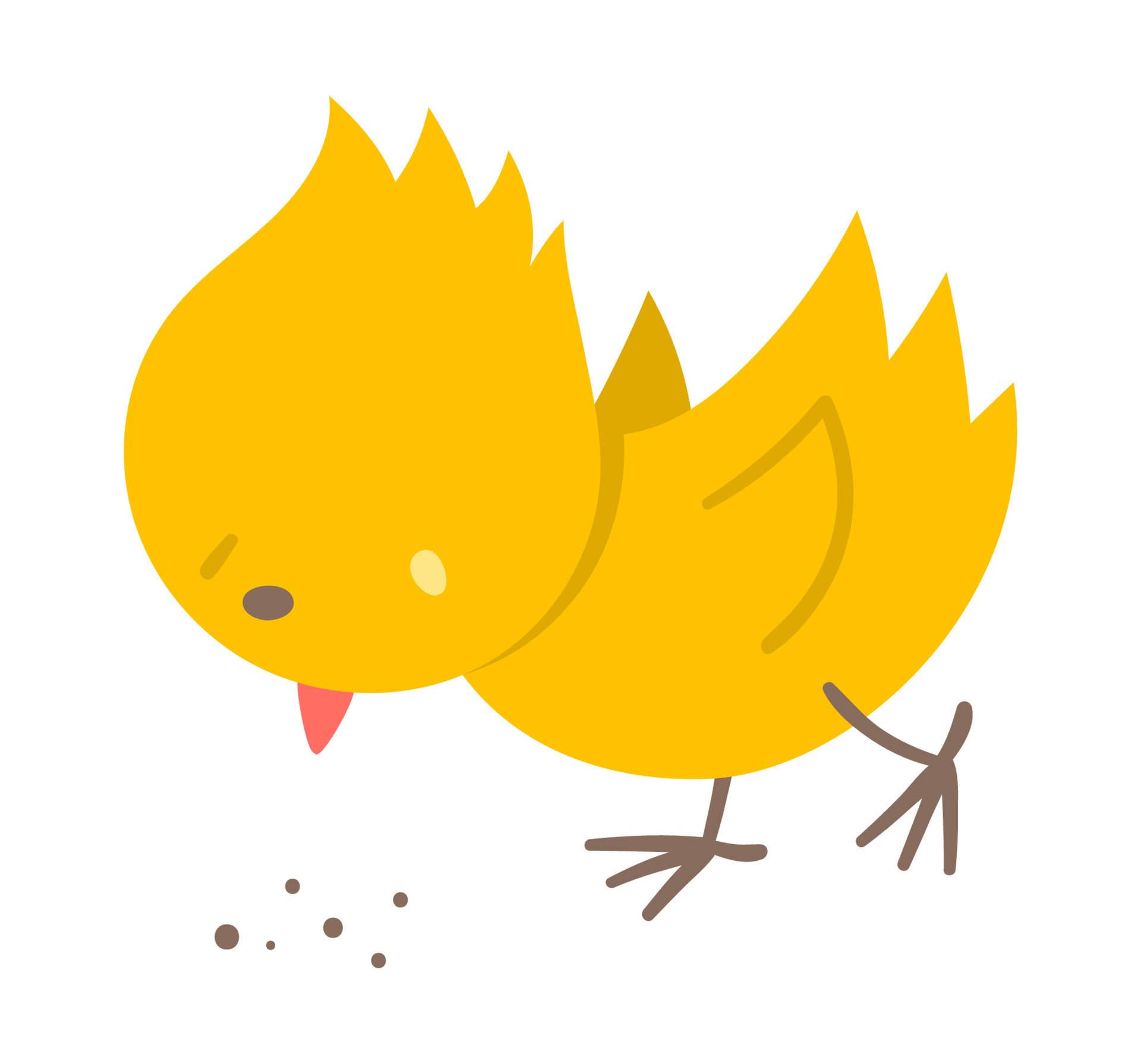 Vector funny chick icon. Spring, Easter or farm little bird illustration.  Cute yellow chicken pecking seeds isolated on white background. 5389166  Vector Art at Vecteezy