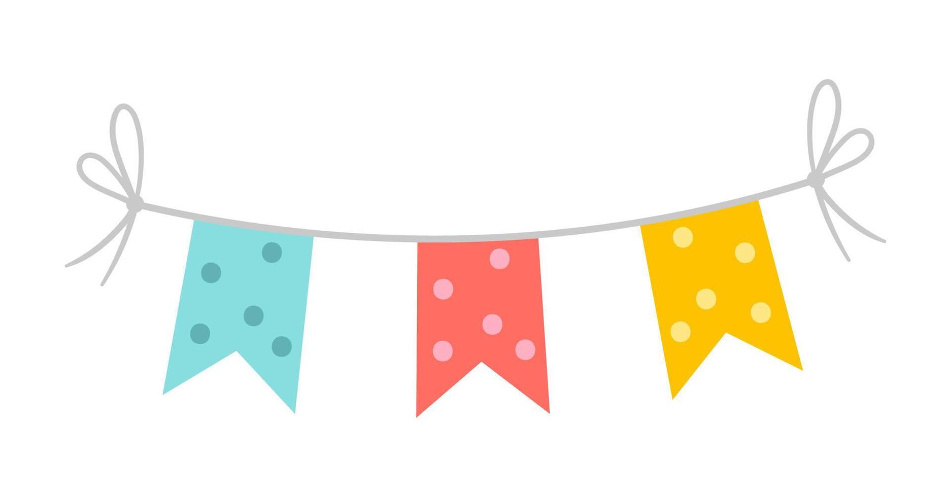 Vector rectangle flags for holidays decoration. Cute funny hanging carnival pennants illustration for card, invitation, banner design. Bright festival or fair garland isolated on white background.