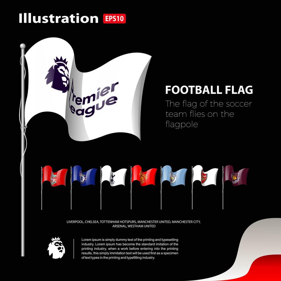 primera liga diseño de equipo de bandera de fútbol vector