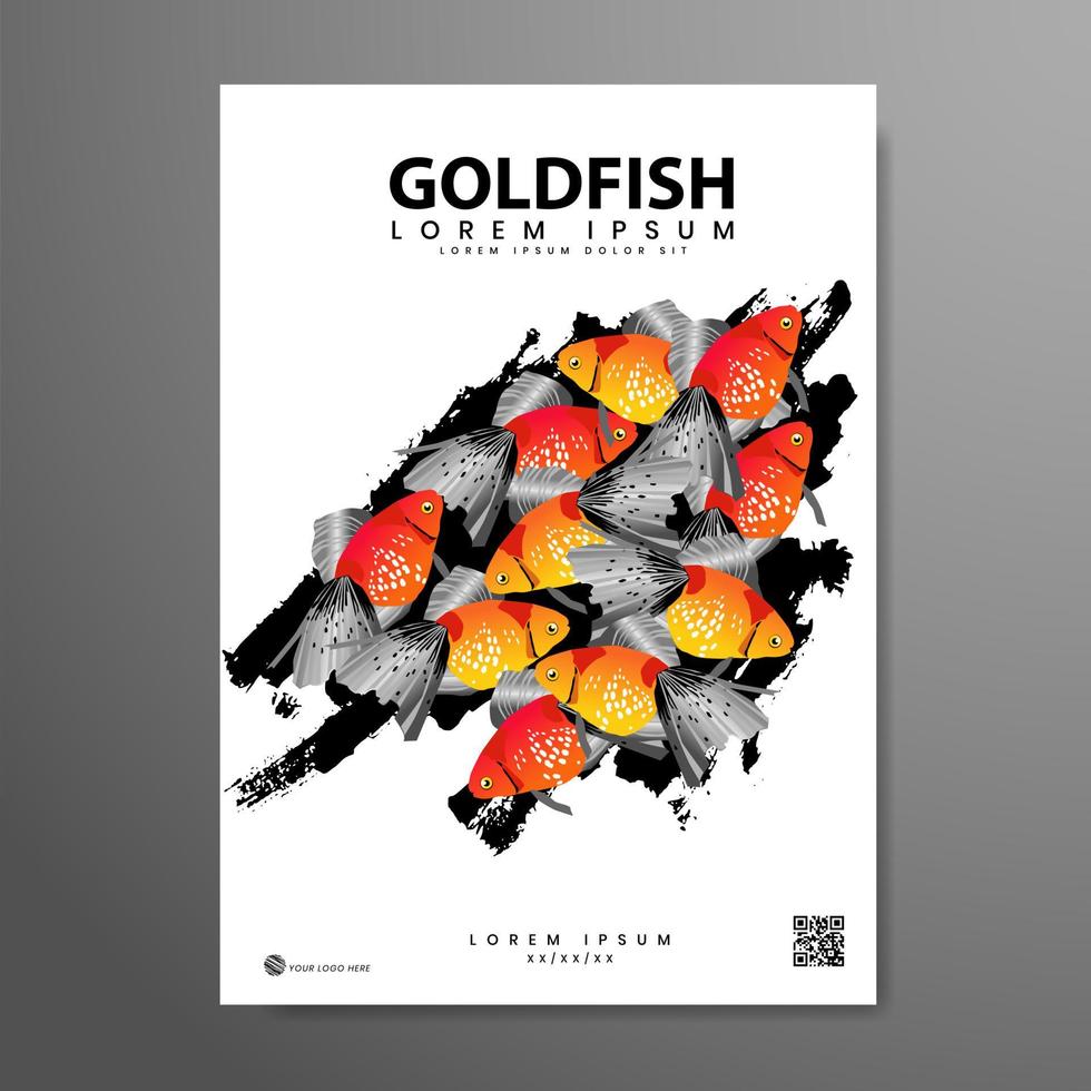 Poster design. Goldfish festival, with a colorful fish background. vector