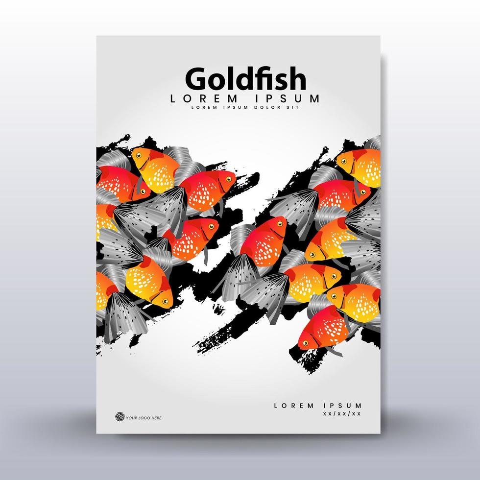 Poster design. Goldfish festival, with a colorful fish background. vector