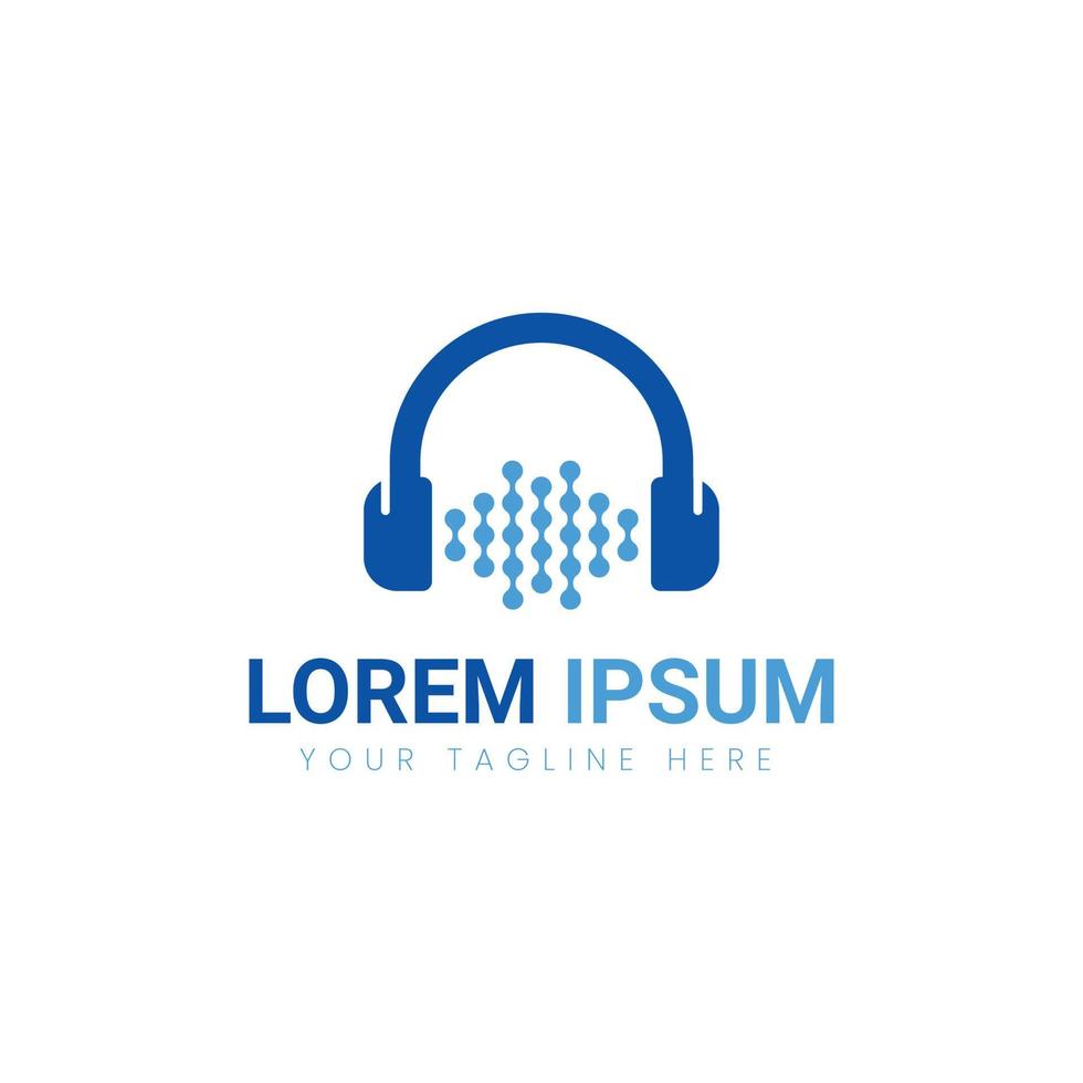 Musical logo with headphone vector