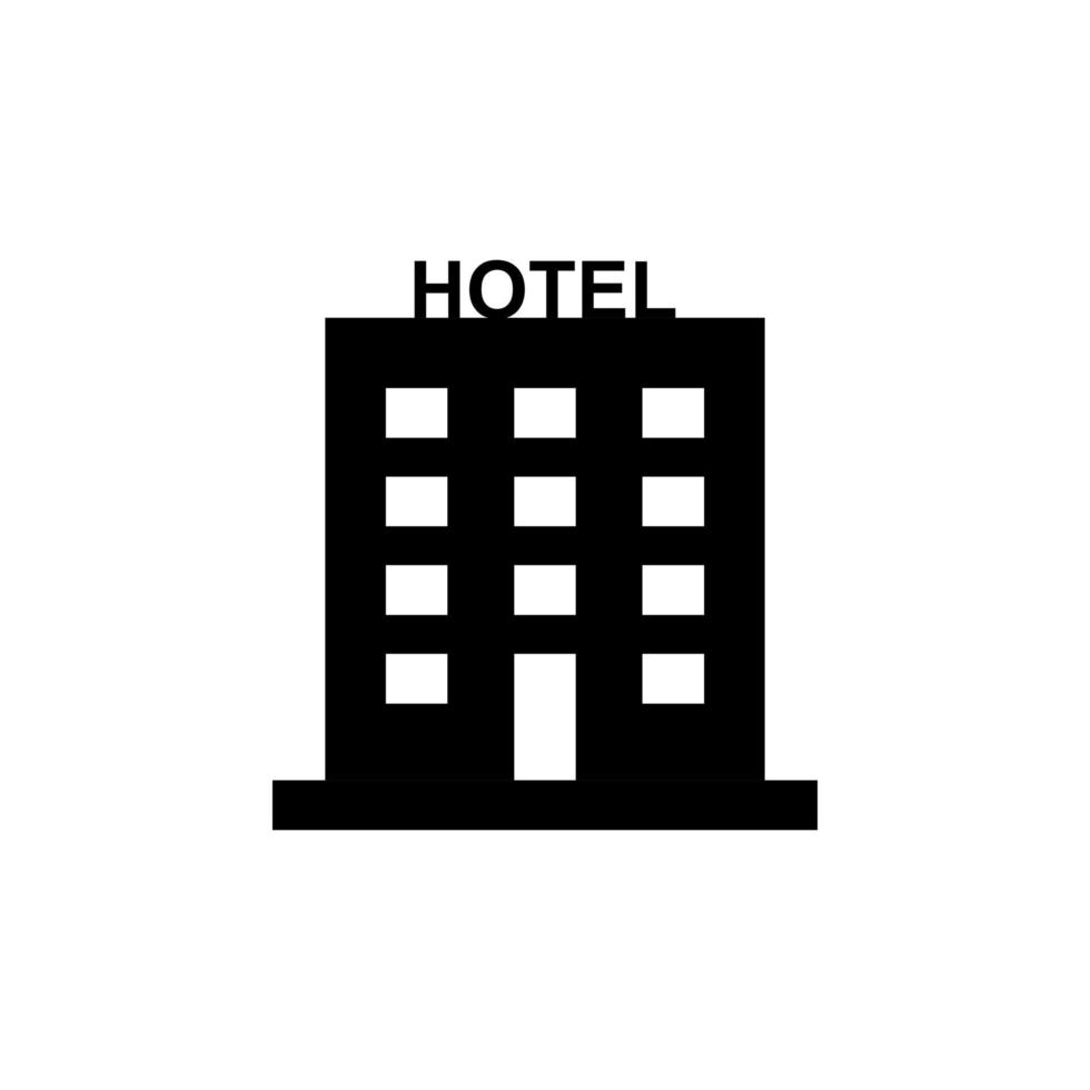 icono de vector de edificio de hotel. signo plano relleno para concepto móvil y diseño web. icono de glifo de edificio de oficinas.