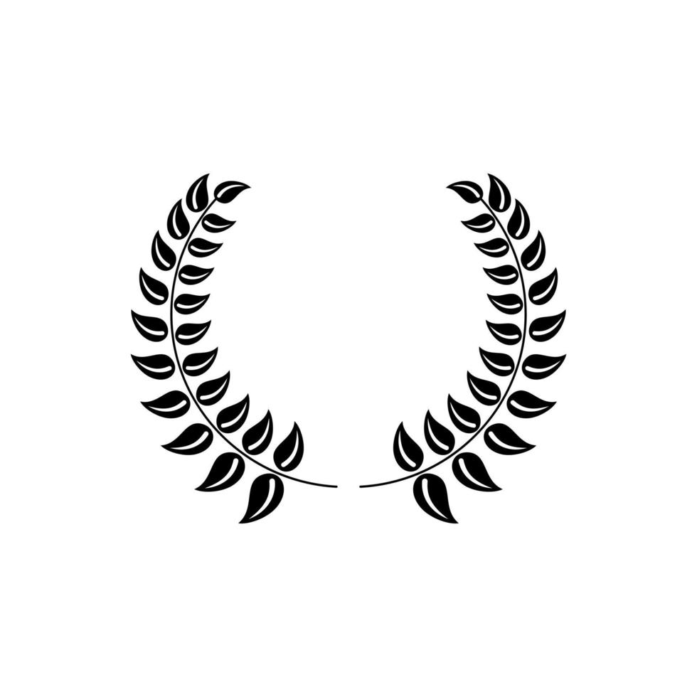 Laurel wreath icon isolated on white background. Emblem made of laurel branches. Laurel leaves symbol of high quality olive plants. Vector illustration. EPS 10