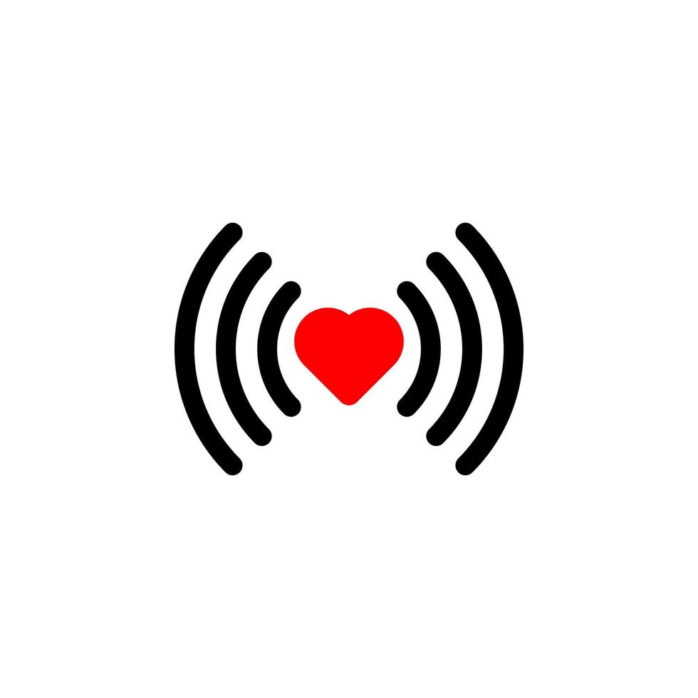 Heart wifi. Vector heart connect icon in flat style. Heart signal. Red wifi icon in flat style isolated on white background. Love connection.Wifi hotspot signal. Love signal.