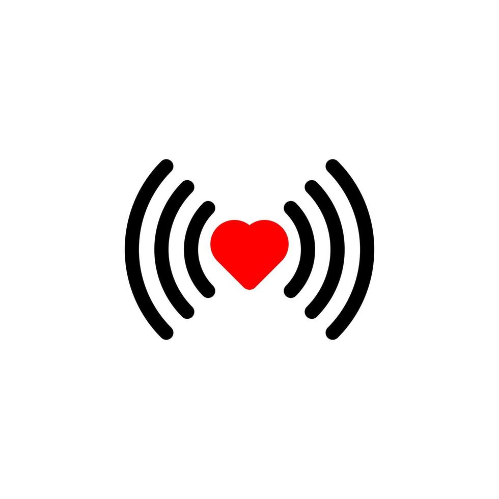 Wi-Fi del corazón. icono de conexión de corazón vectorial en estilo plano. señal del corazón icono wifi rojo en estilo plano aislado sobre fondo blanco. Conexión de amor. Señal de punto de acceso wifi. señal de amor. vector