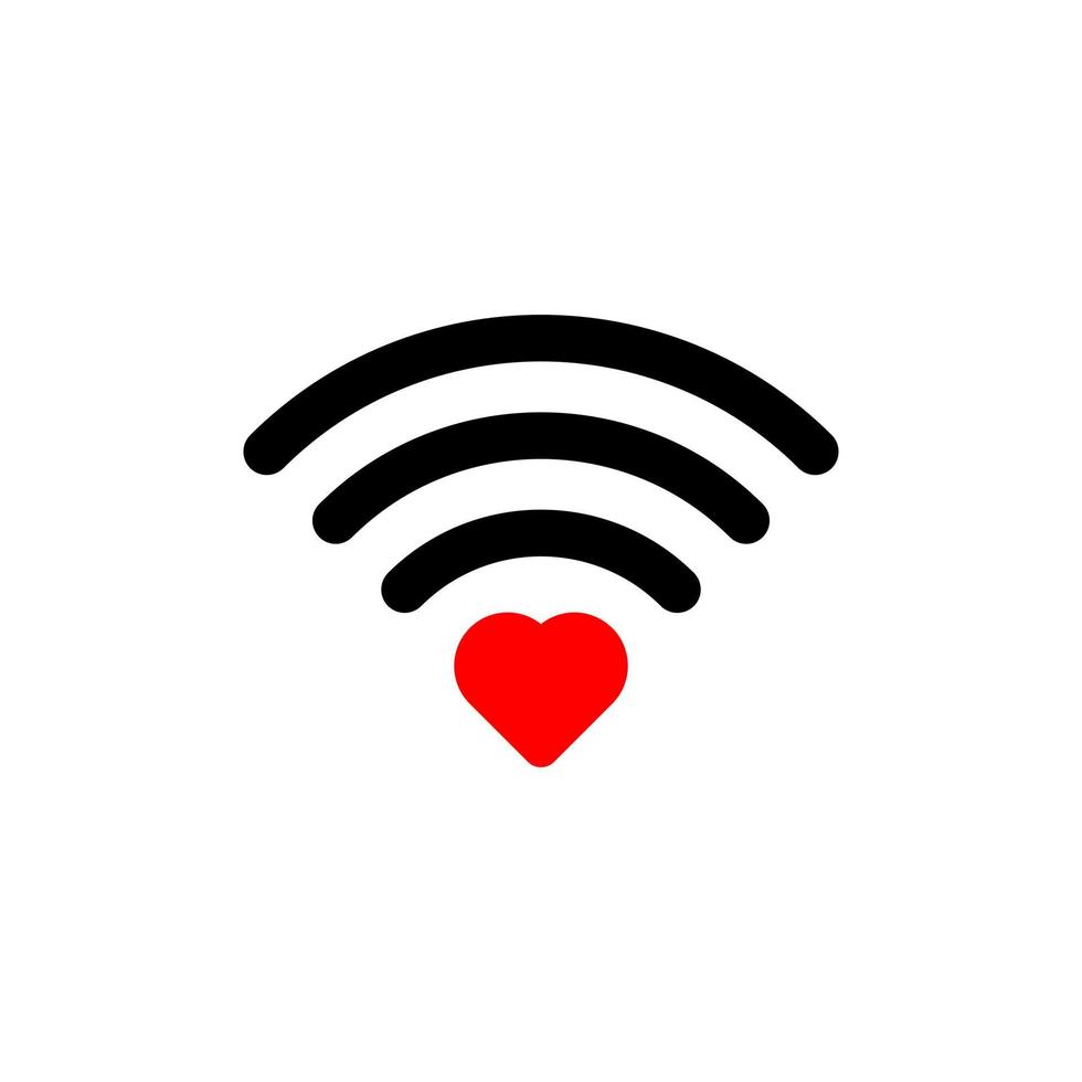 Heart wifi. Vector heart connect icon in flat style. Heart signal. Red wifi icon in flat style isolated on white background. Love connection.Wifi hotspot signal. Love signal.