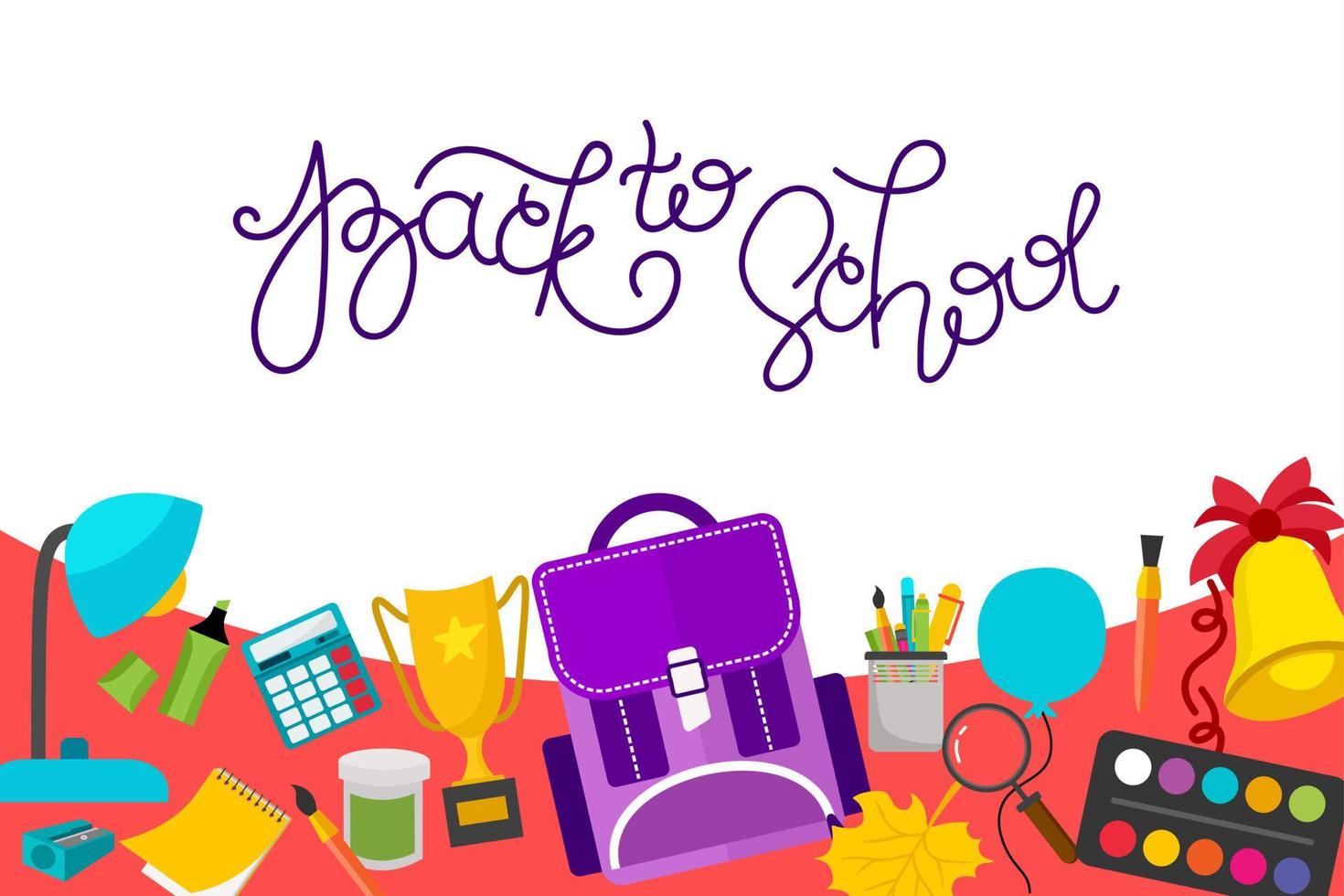 A banner back to school with a place to insert text. Vector illustration in a flat style. School attributes.