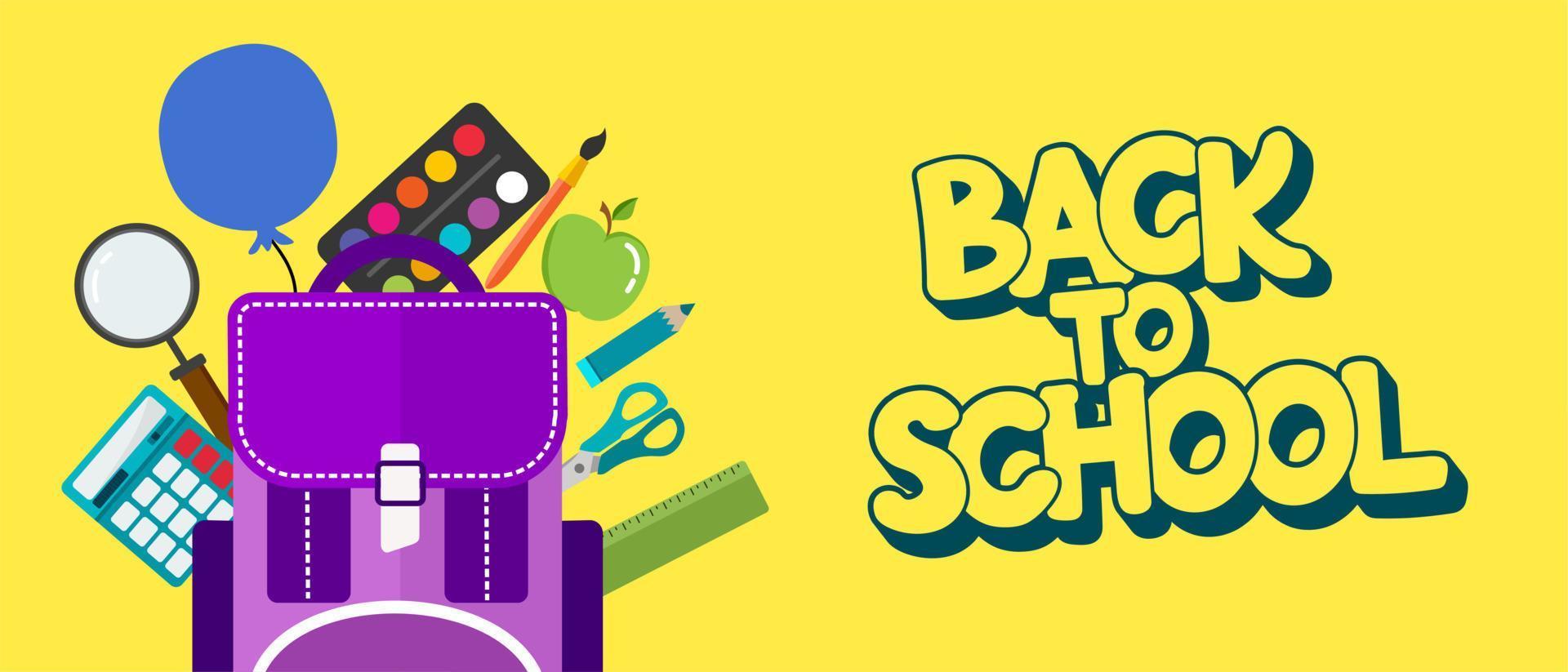A banner on a school theme with a backpack. The inscription back to school, a place for your text. vector