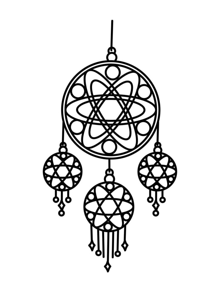 Dreamcatcher. Magical symbols doodles esoteric boho mystical hand - drawn elements stone crystals . Magical vector elements