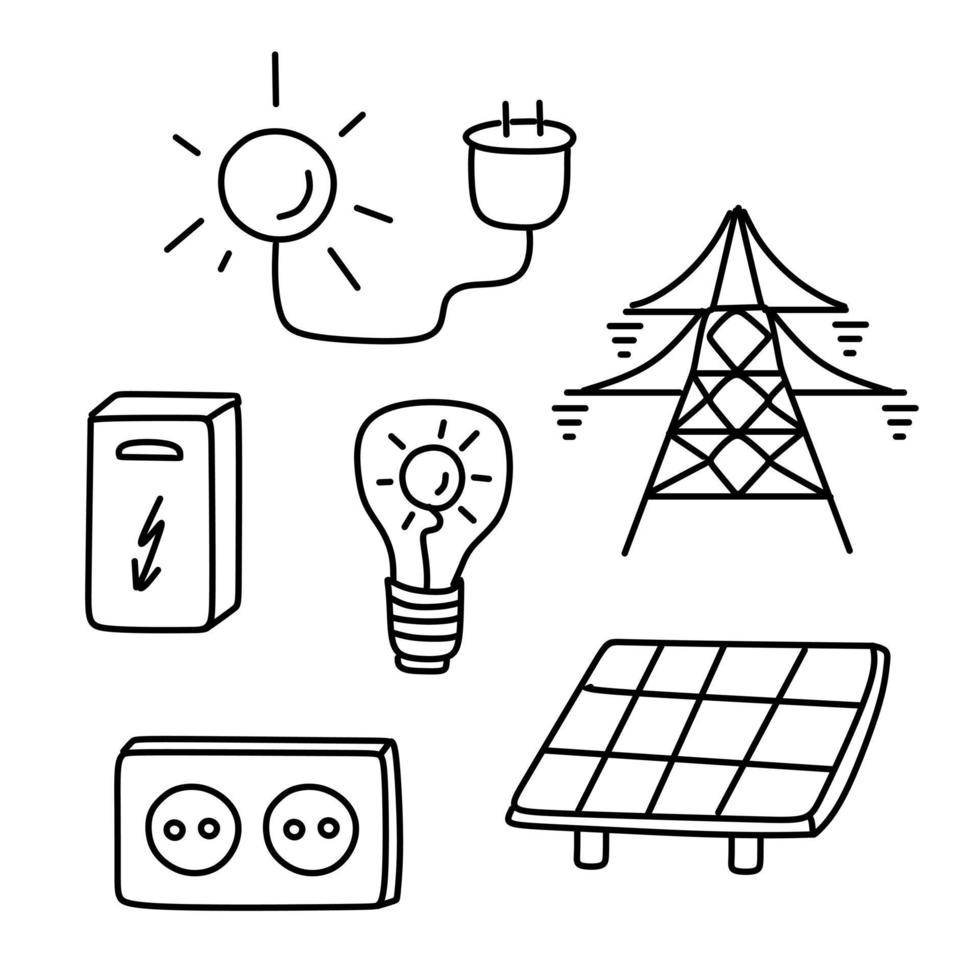 un conjunto de plantillas para ilustraciones de tipos de energía, diseño de  iconos. energías alternativas, fuentes de energía renovables. diseño de  estilo de dibujo. 5389618 Vector en Vecteezy