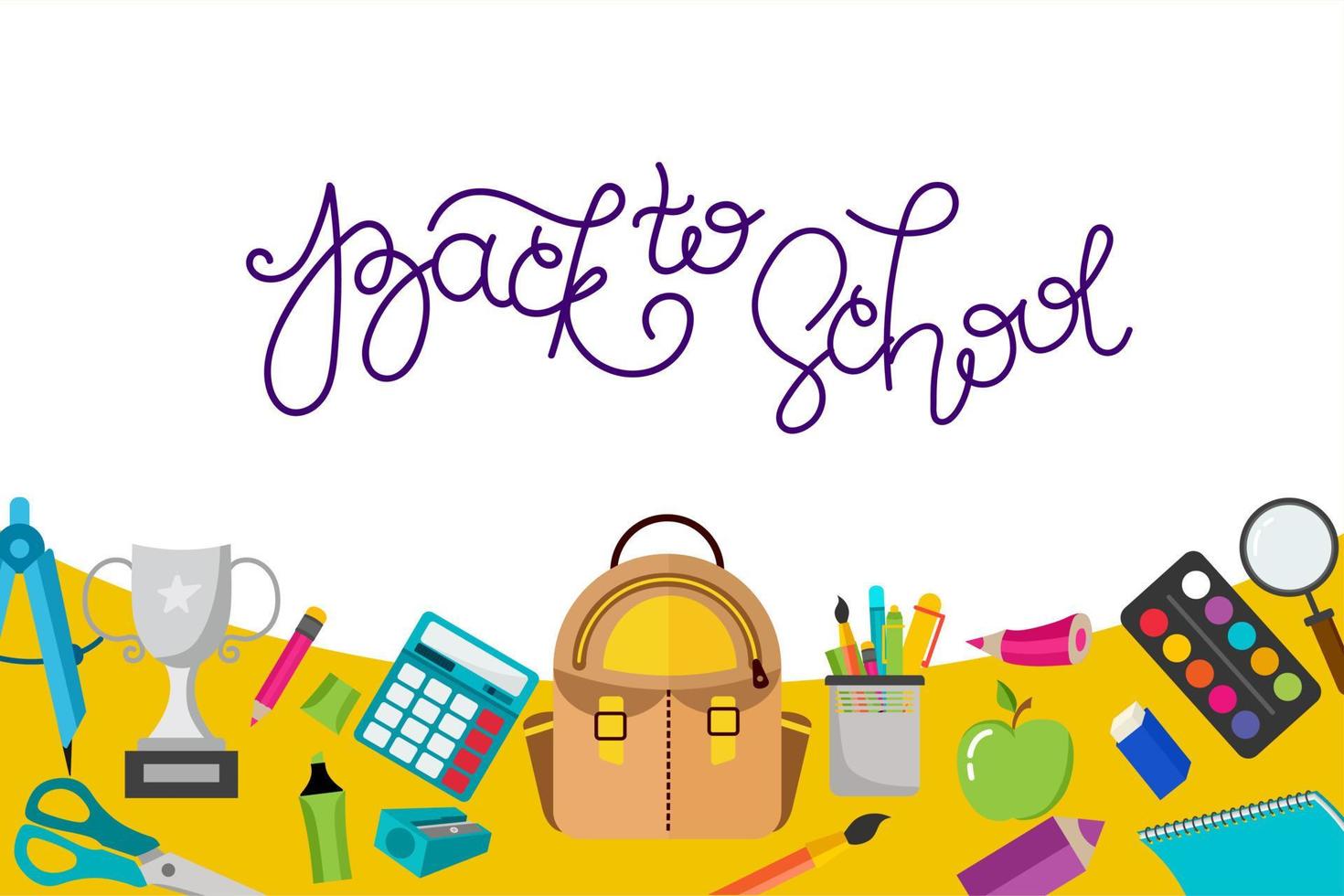 A banner back to school with a place to insert text. Vector illustration in a flat style. School attributes.