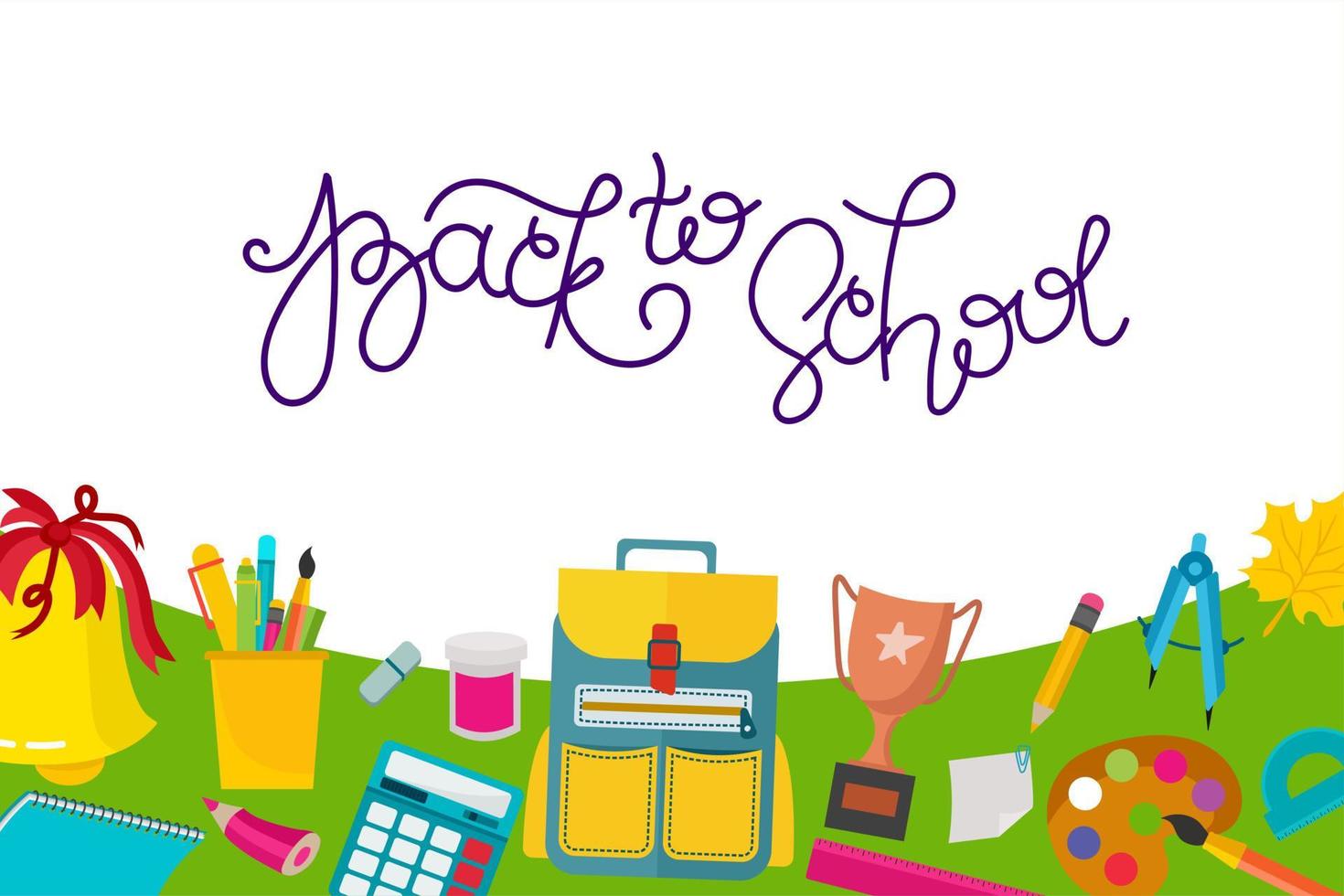 A banner back to school with a place to insert text. illustration in a flat style. School attributes. vector
