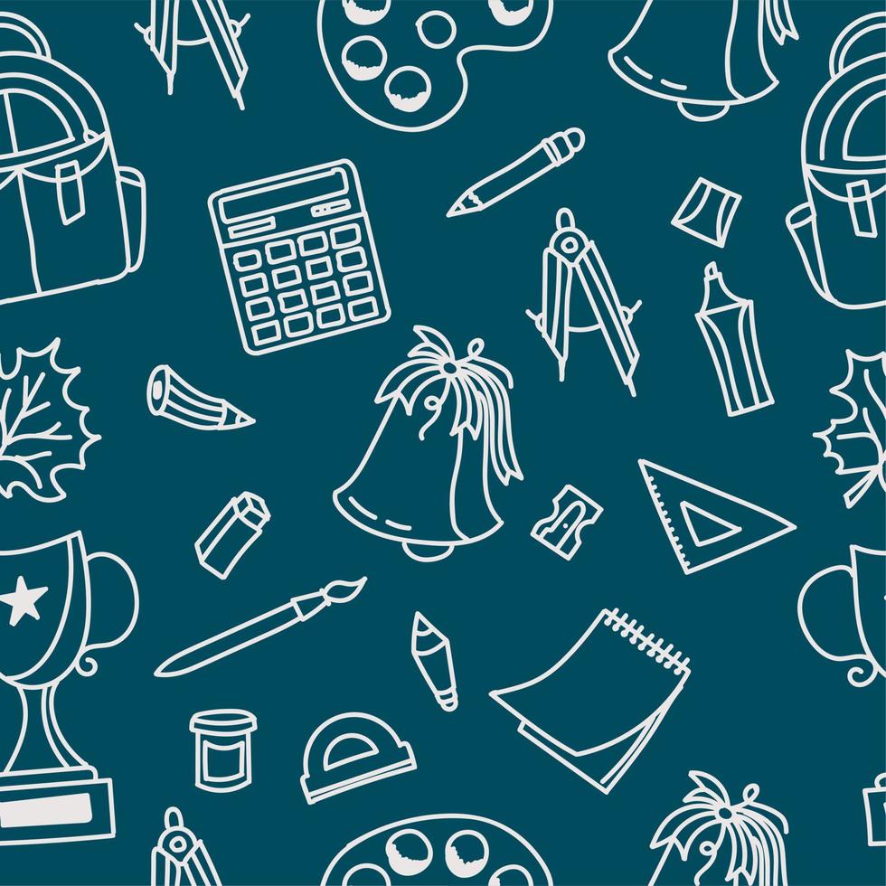 A pattern on the theme of school with school supplies. vector