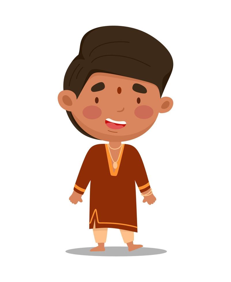 Indian man is cute and funny. Vector illustration in a flat cartoon style