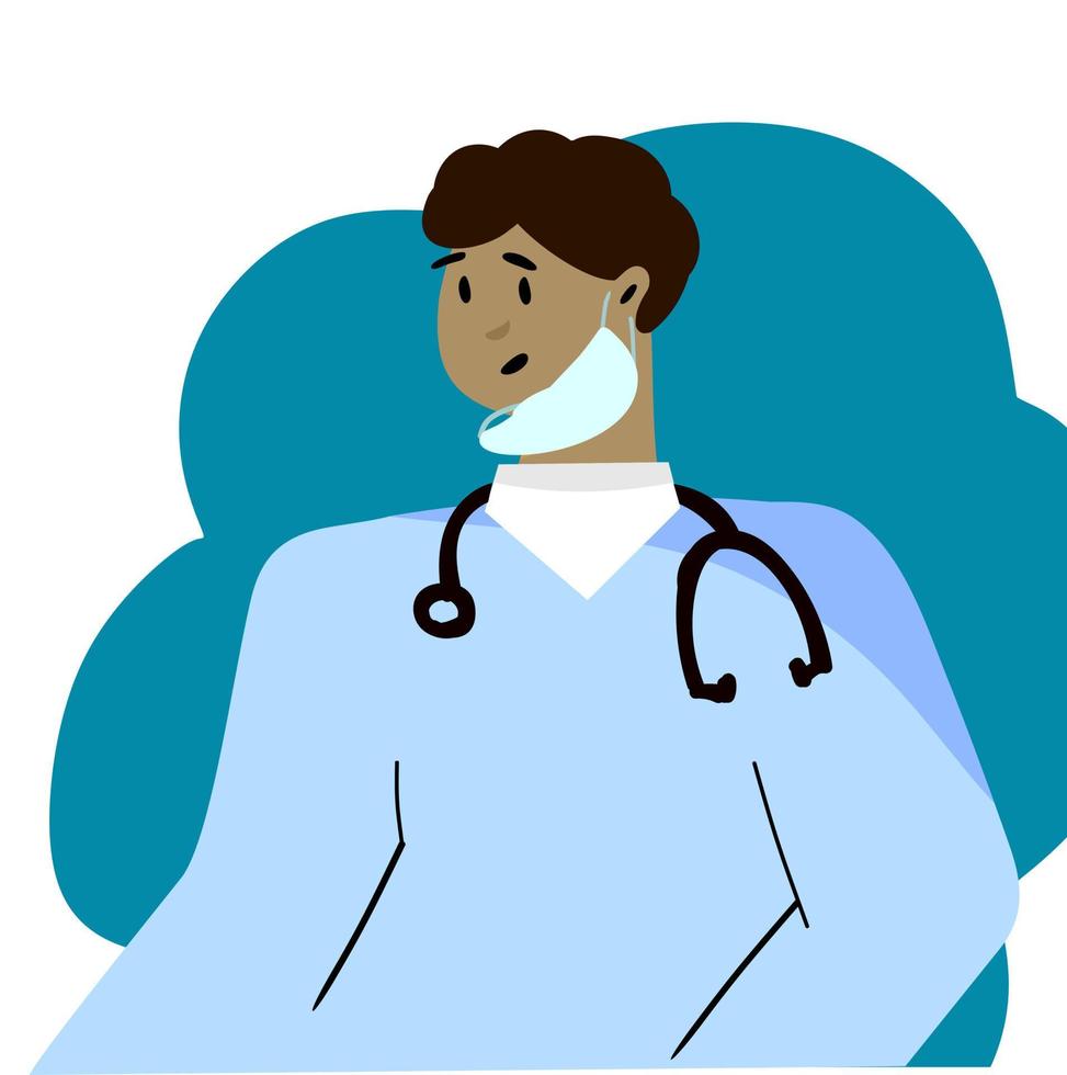 Male doctor in a mask vector illustration. The concept of medicine and health protection. Prevention of diseases and viral infections.